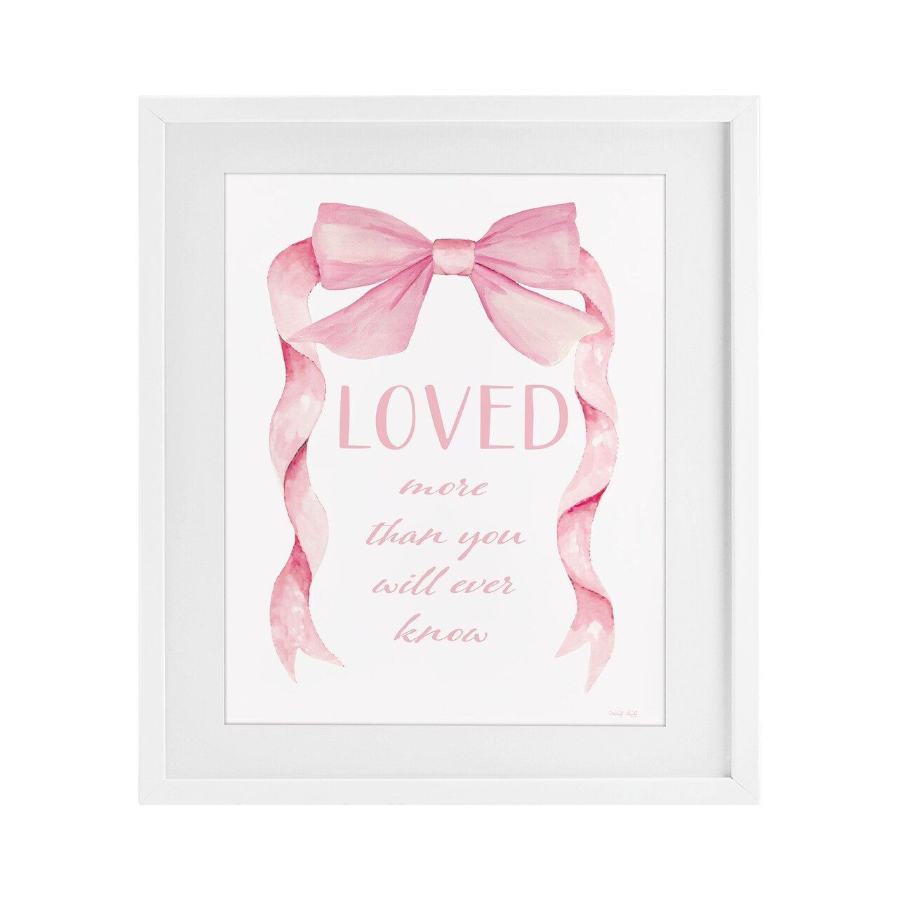 Stupell Industries Loved More Sentiment Pink Ribbon Framed Print Under Glass, design by Cindy Jacobs